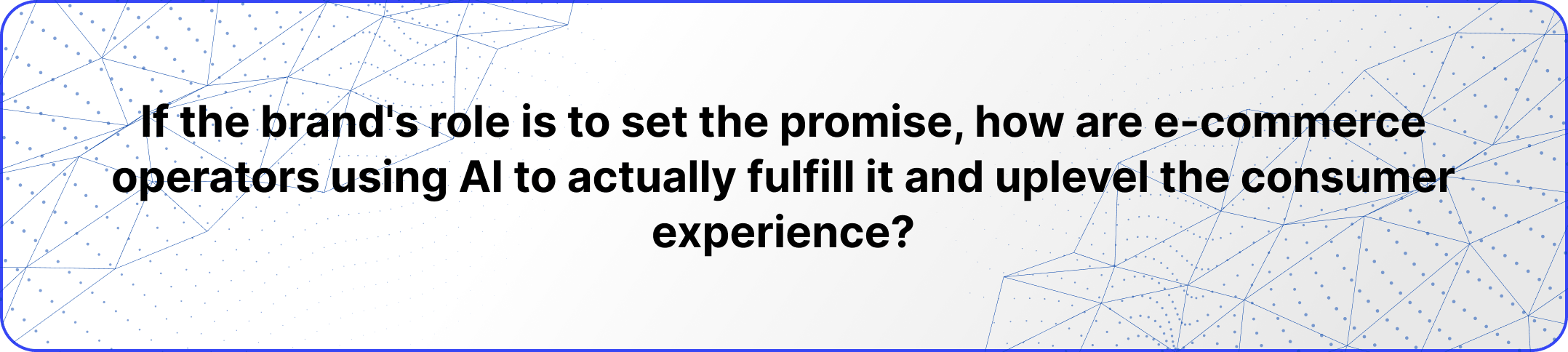If the brand's role is to set the promise, how are e-commerce operators using AI to actually fulfill it and uplevel the consumer experience?